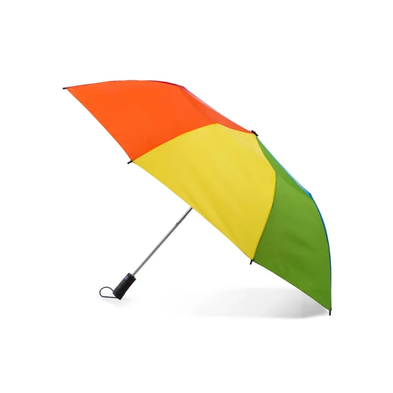Paraguas de lluvia de golf abierto automático de un solo toque ventilado con dosel reciclado con Sunguard, arcoíris
