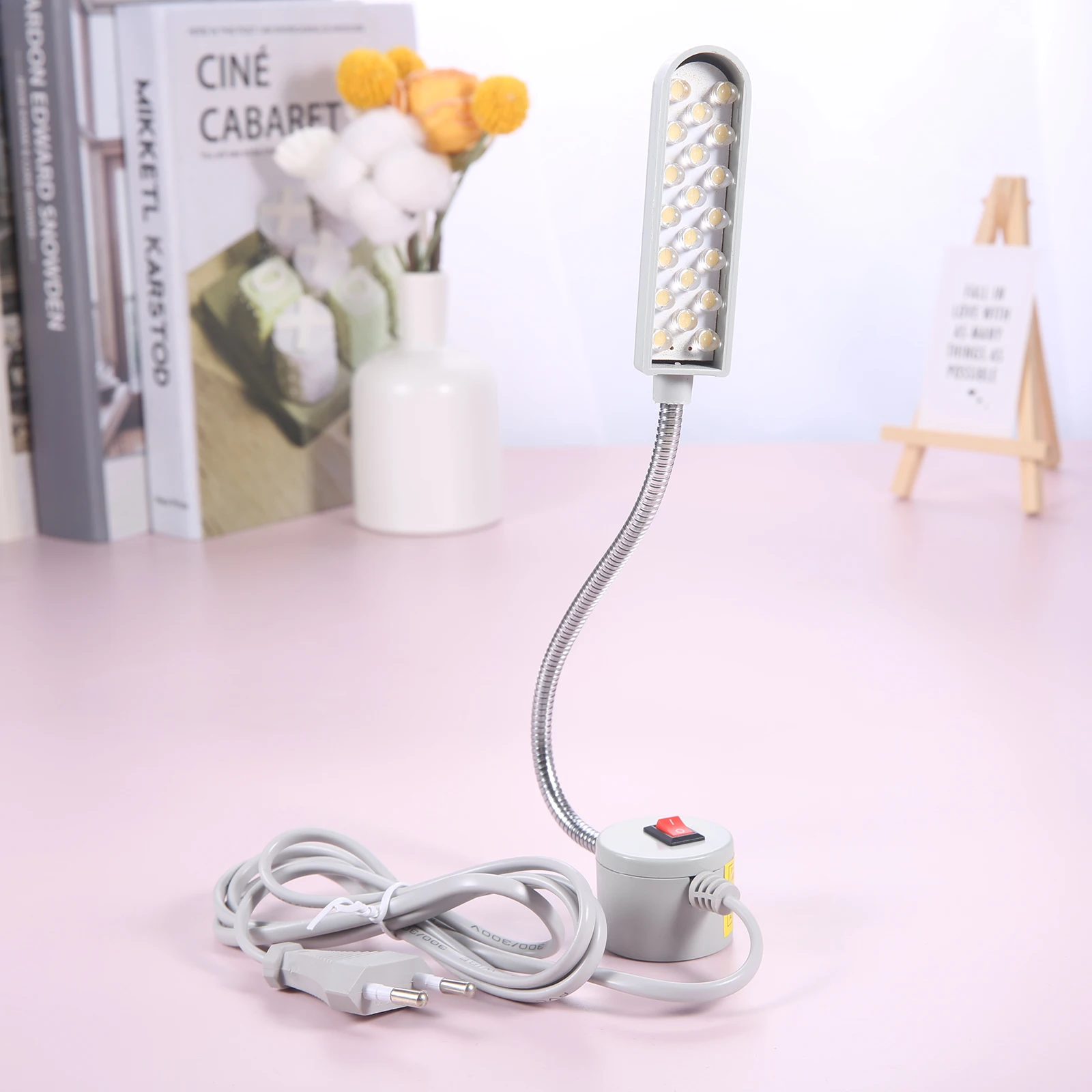 1pc Industrial Sewing Machine Lighting Lamp 10/20/30 LED Beads Magnetic Base Flexible Neck Switch 1.4m Cord US/EU Plug Craft DIY