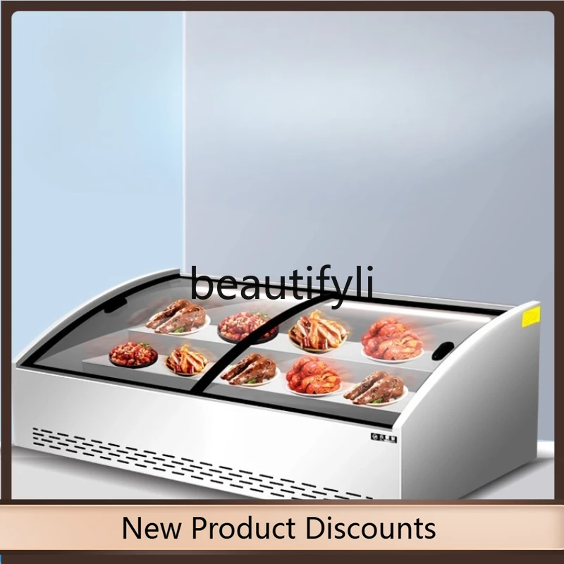 

A61 Ladder Refrigerated Freezer Display Cabinet for Street Vending BBQ Skewers Commercial Fresh-Keeping Refrigerator Ice Counter