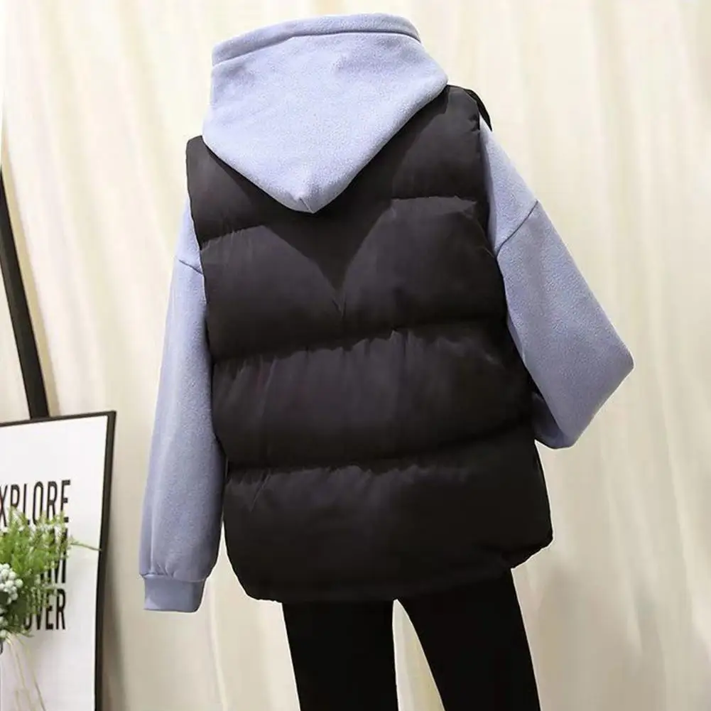 Cozy Women Quilted Vest Women's Winter Padded Vest with Zipper Closure Stand-up Collar Sleeveless Outdoor Down Coat for Heat