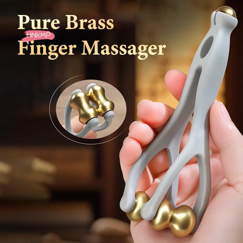 Portable Dual-Row Finger Massage Roller Brass Design Easy-to-Use Tool for Relieving Finger Fatigue And Promoting Blood Circulati