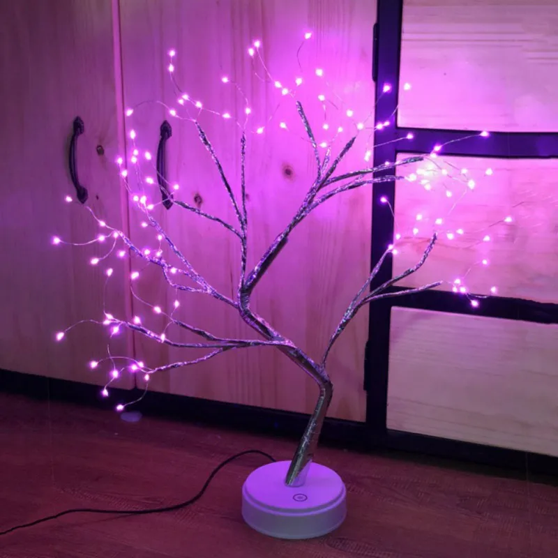 USB Bonsai Lamp Gypsophila Christmas Tree Night Light Touch Copper Wire Table Lamp For Room Desk Holiday Lighting Party Decor