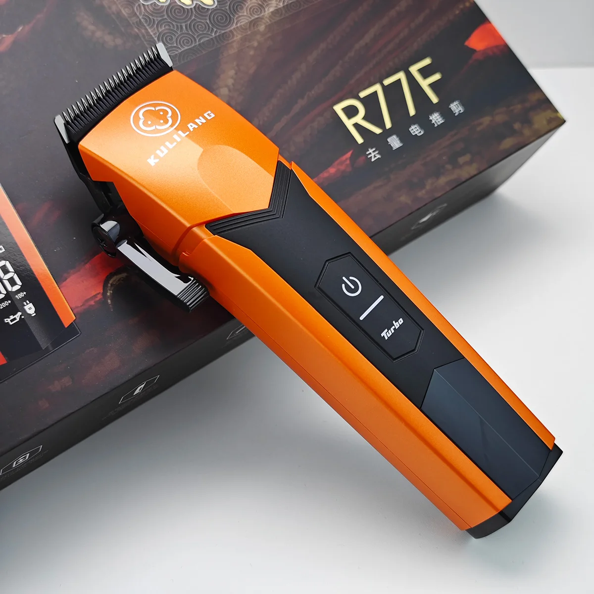 KULILANG R77F Orange 7200RPM Professional Hair Clipper FADE Blade Gradient 5 Speed Control Electric Trimmer for Man Barber Shop