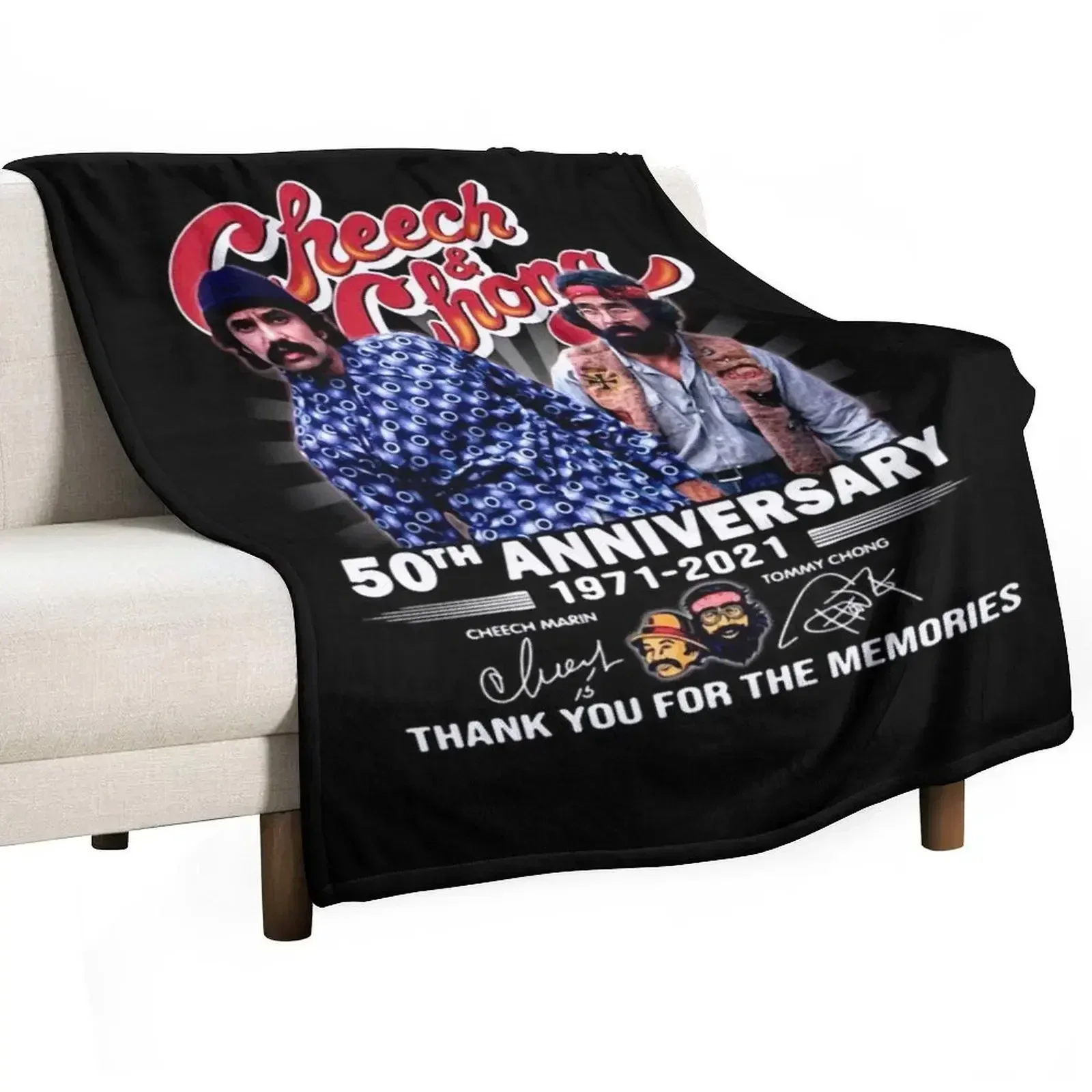 Cheech & Chong 50th Anniversary 1971-2021 Throw Blanket Vintage Blankets For Bed Personalized Gift Shaggy Blankets