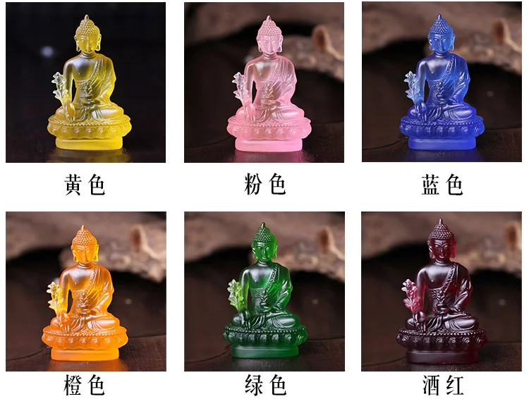 Wholesale Buddhist supplies--7 color -home Temple Buddhism ART the Medicine Guru Buddha Crystal resin Decorative Buddha statue view 5