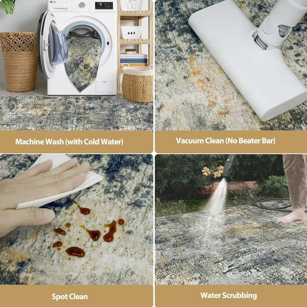 سجاد منطقة 9 × 12 قابل للتخصيص لسجادة غرفة المعيشة قابل للغسل: سجادة كبيرة تجريدية لغرفة الطعام وغرفة النوم غير قابلة للانزلاق 9 × 12 Ind