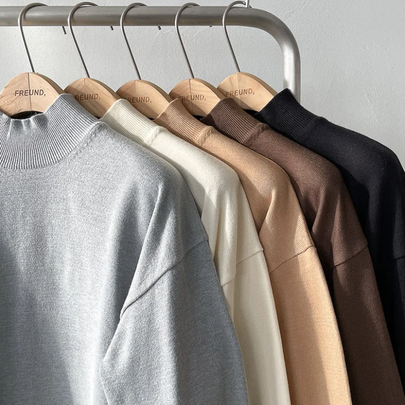 Abbigliamento da uomo Autunno Inverno Manica lunga Nuove magliette T-shirt Girocollo Moda Nuovi comodi maglioni tinta unita