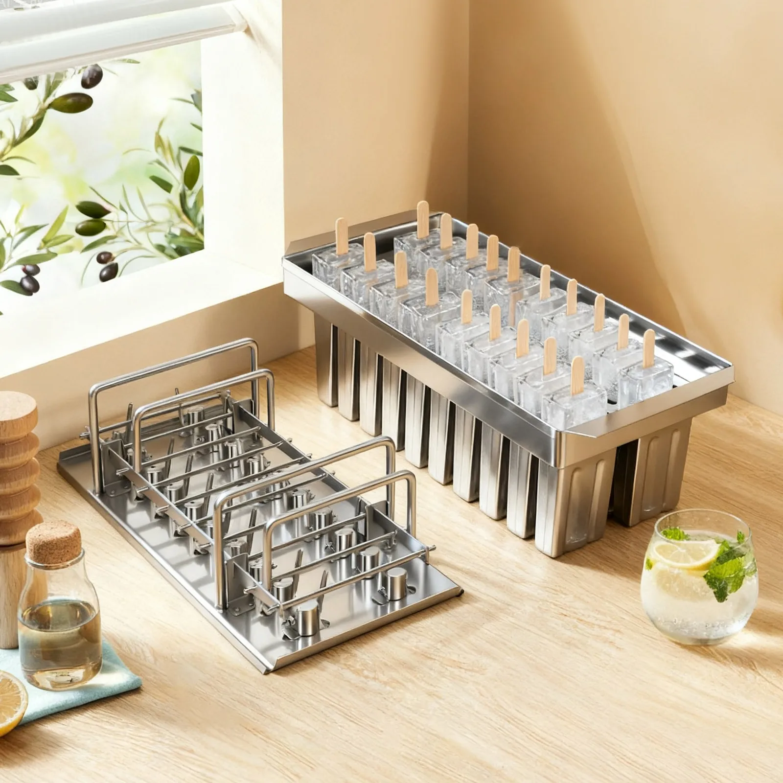 

20-полосная пищевая форма для мороженого из нержавеющей стали, полировка, бесшовная сварка, устойчивая к коррозии и ржавчине, прочная