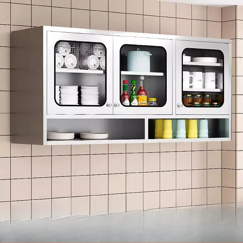 304 Stainless Steel Kitchen Wall Cabinet Bathroom Wall Mounted Storage Shelf Waterproof Bathroom Organizer Home Hanging Cupboard