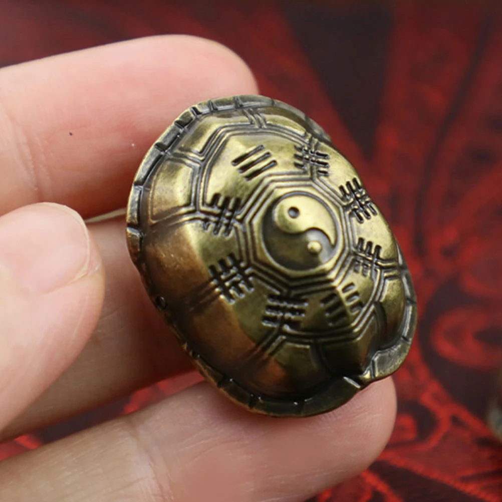 1 セットヴィンテージ真鍮亀の甲羅おもちゃ装飾デスクオーナメントハンドヘルドピースダークブラウンホームオフィス