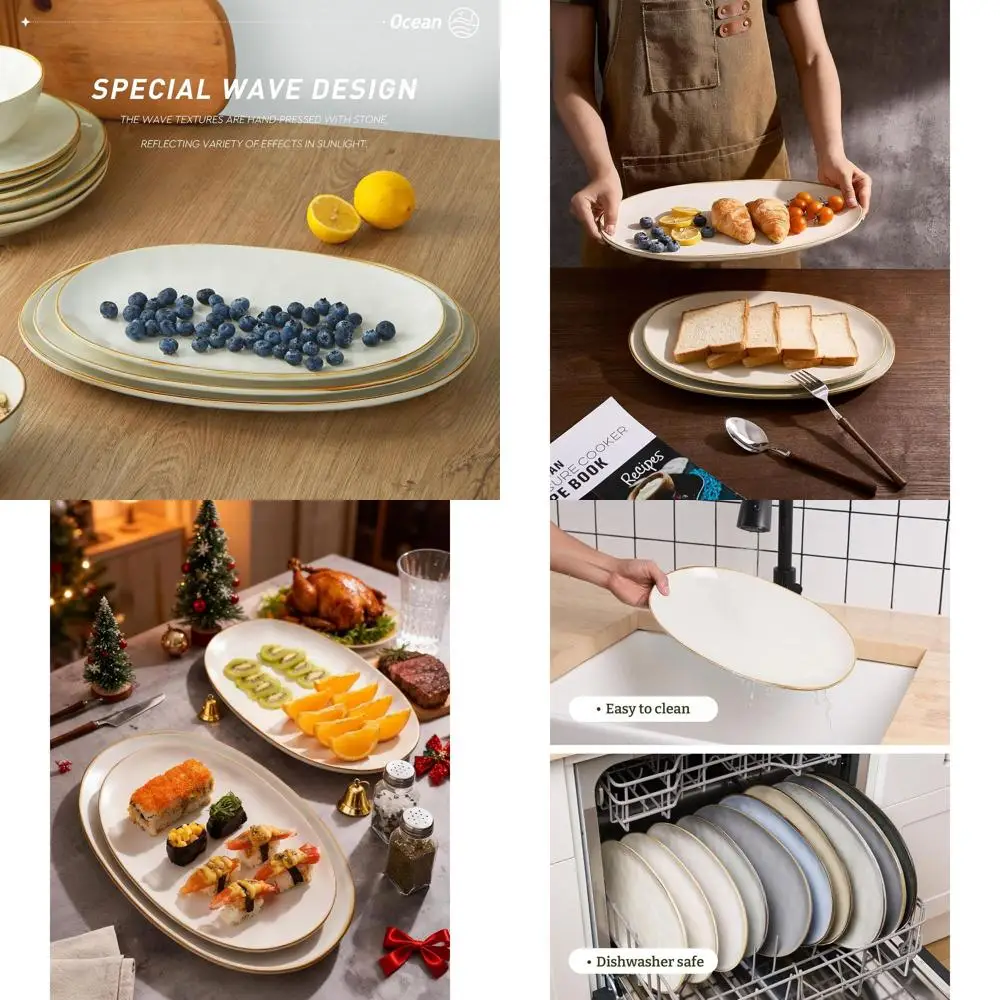 

Oval Stoneware Serving Platter, 15.59x14.3x12.9 inches, Microwave Safe, Ideal for Parties, Food Presentation, and Entertaining i