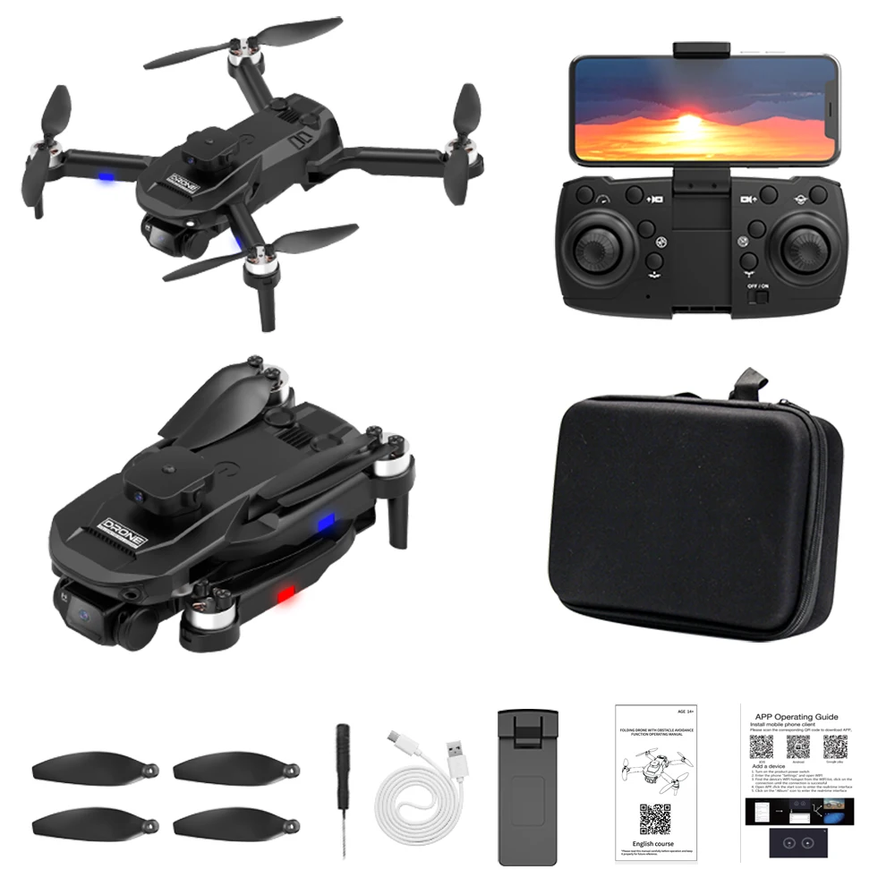 2024 RC Drone 4K Professinal With 1080P Wide Angle HD Camera Foldable Helicopter WIFI FPV Height Hold Gift Toy