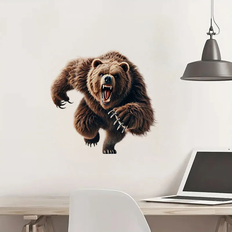 MT802# Running Bear Self-Adhesive Toilet Stickers,Wall Decal Removable, Vinyl Car Sticker for Bathroom Decor