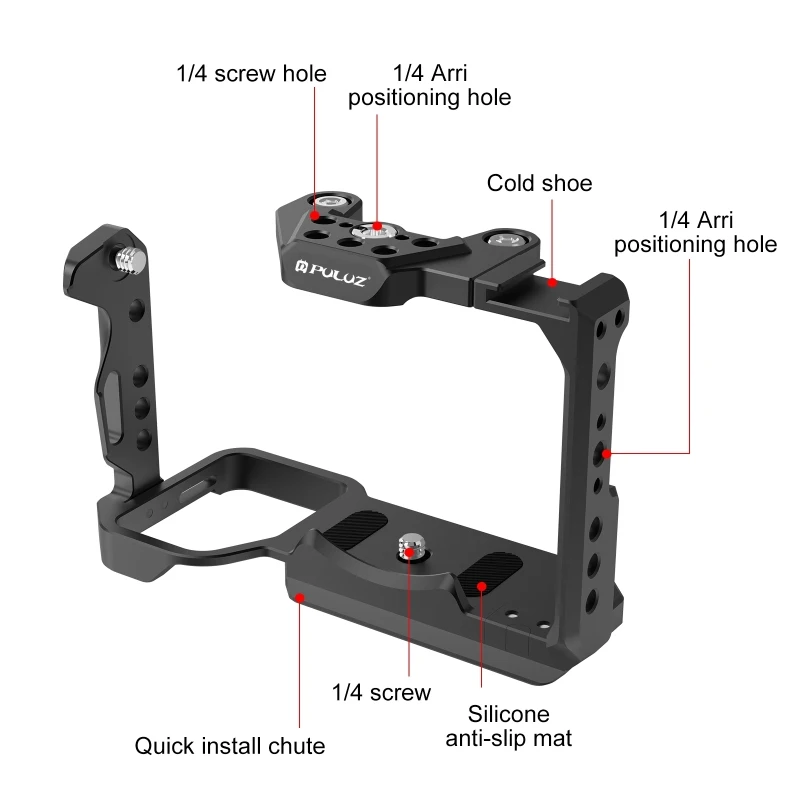 PULUZ Video Camera Cage For Sony ILME-FX30 Sony FX3 Camera Metal Rabbit Cage Stabilizer Rig with NOTA Slider Wooden Handgrip