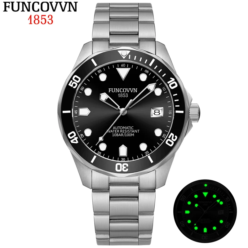 

FUNCOVVN Vintage 41mm Diver Watch for Men Luxury NH35 Automatic Mechanical Sapphire 316L Steel Waterproof Dress 100m Relojes