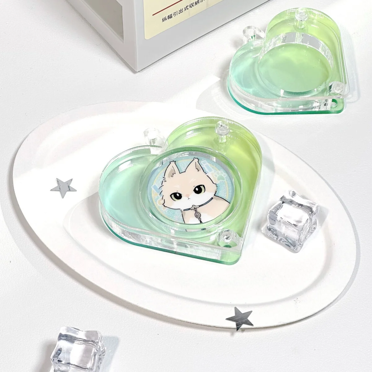 Heart Connect 25/30/38/44mm Acrylic Badge Display Brick, Pin Storage Case with Adjustable Ring, for Anime Merch Hanging Decor