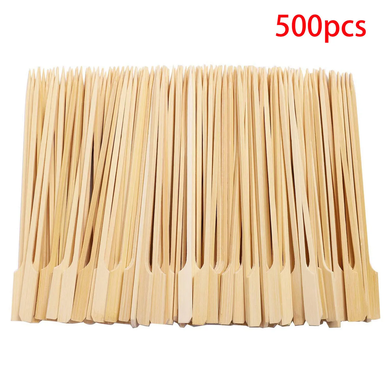 500Pcs Bamboo Paddle Skewers Barbecue Bamboo Skewers Cocktail Sticks for Barbeque Kebabs Cocktails Buffets 12cm