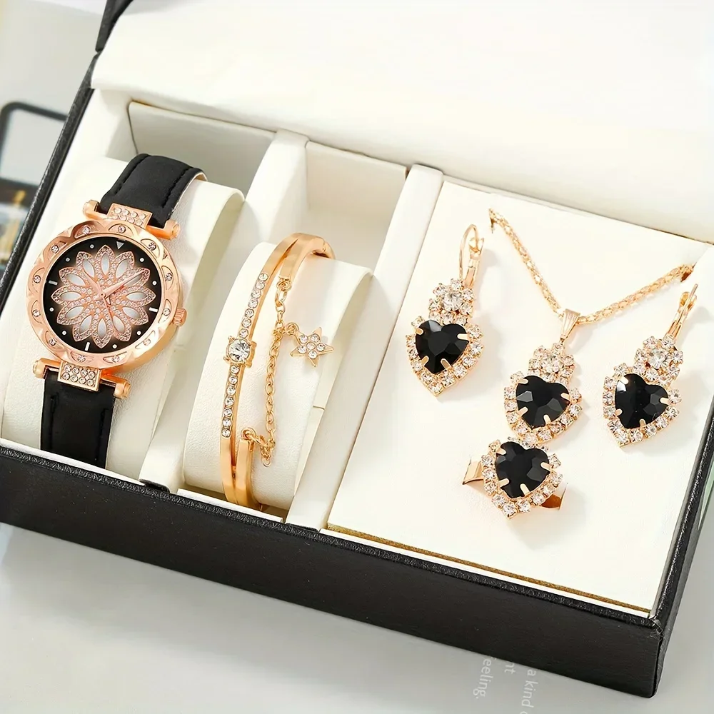 Fashionable and versatile large rhinestone belt women's four piece set quartz wrist watch without gift box