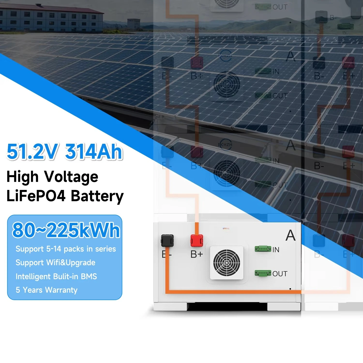 High Voltage 100kw 200kw 50kw Solar Lifepo4 Battery Power Modular ESS Lithium Ion Batteries Pack Container Industrial System