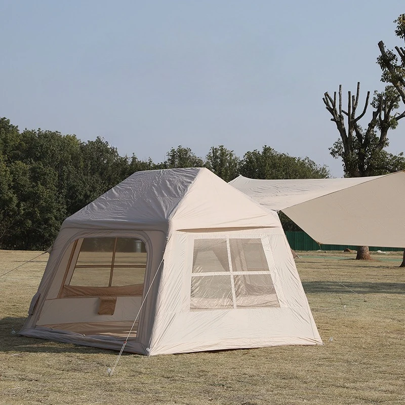 

Outdoor Inflatable Tents Camping Windproof Ridge Tents Multi Person Canopy Tent Two-In-One Rainproof No Setup Outdoor Shelter