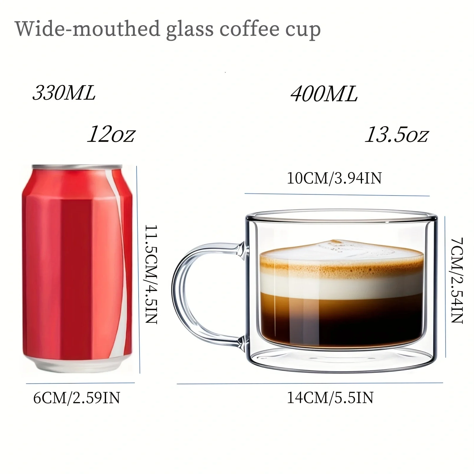 1/2/4Pcs Novelty Glass Water Cups, Double-Walled Insulated Water Cups, 400ml Wide-Mouth Large-Capacity Glass Water Cups, Coffee Glass Cups, Mugs, Breakfast Milk Cups, High Borosilicate Transparent Glass Double-Walled Water Cups, Suitable for Office, Home Dining Table, Cafes, Hot Drinks, Anti-Scalding, Suitable for Freezing, Perfect for Holiday Parties, Wedding Gifts, Christmas Gifts