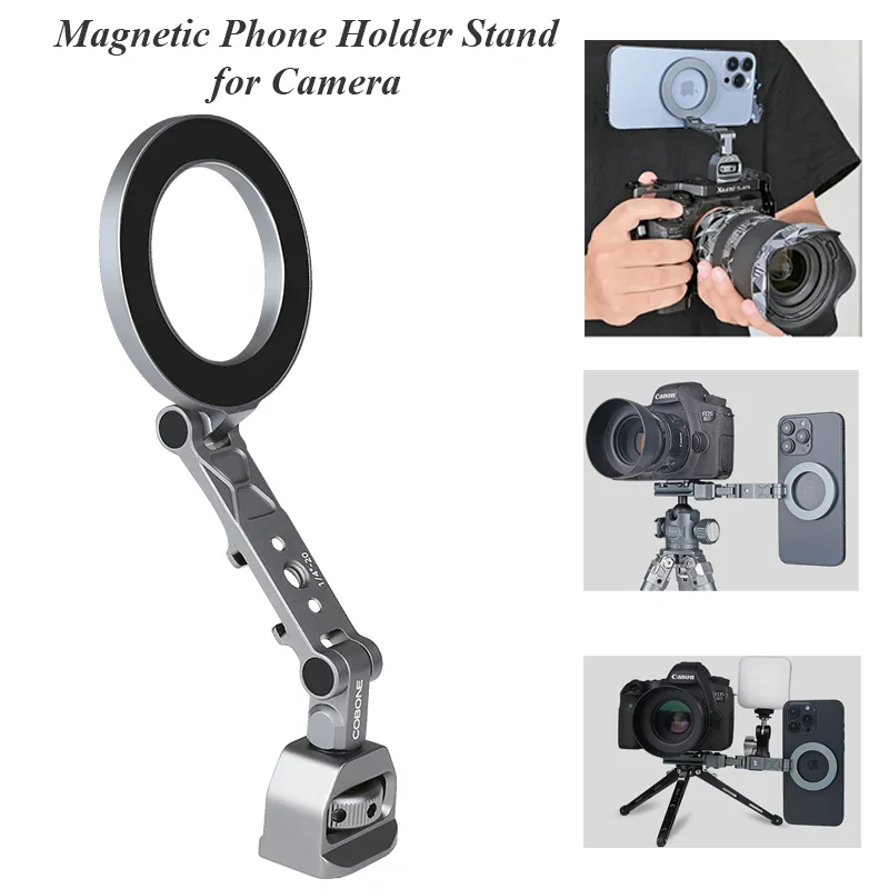 Aluminium Magnetic Phone Holder Stand for Camera Tripod Cold Shoe Mount Photography for  Iphone 16/15/14/13  Magsafe Accessories