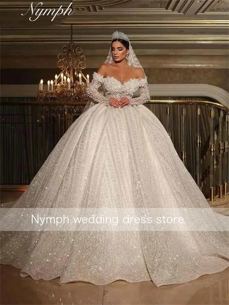 

Очаровательное классическое свадебное платье с 3D цветами, расшитое бисером, бальное платье с открытыми плечами, Vestidos De Novia