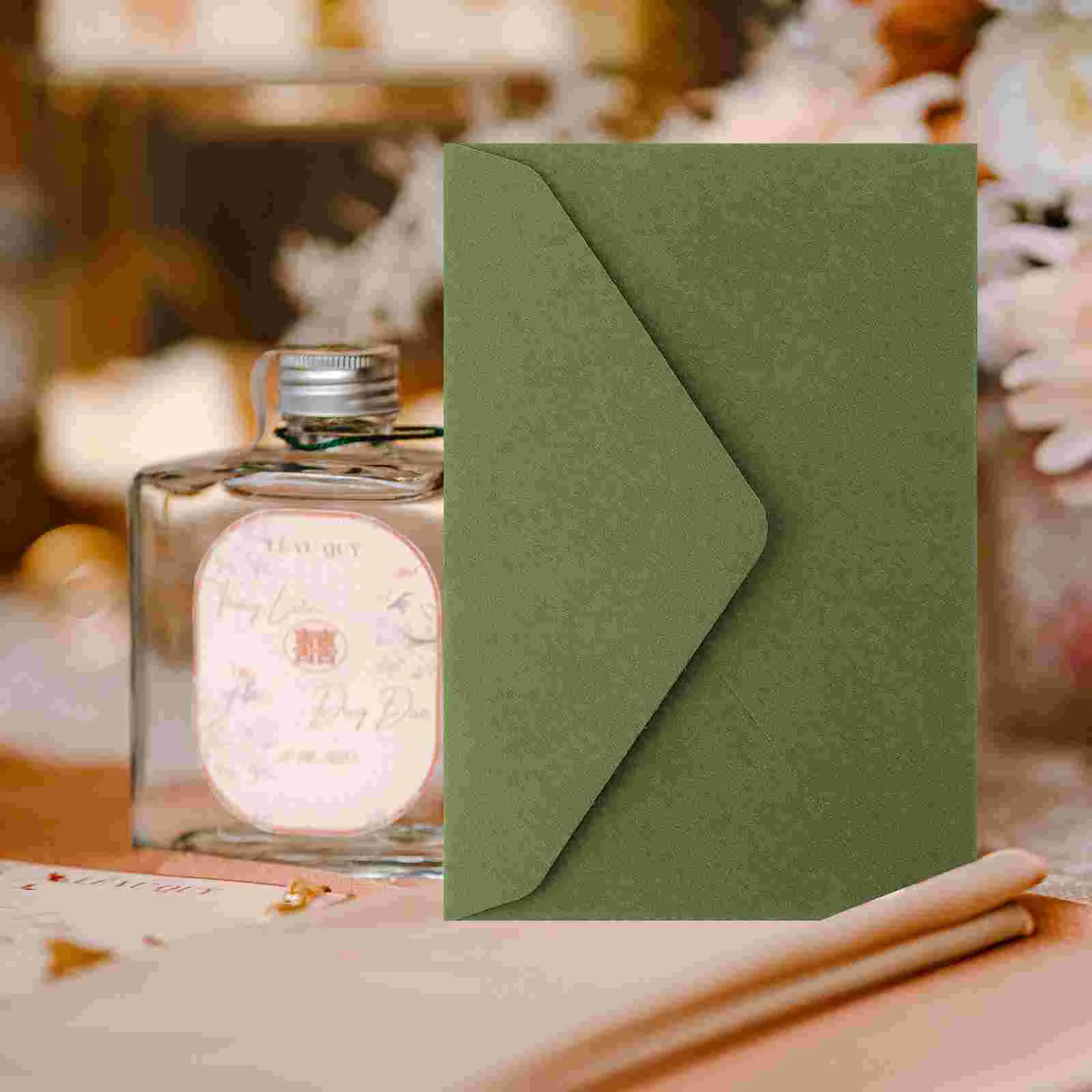 40 Pcs Retro 120g Thick Western-style Triangle Envelope Wedding Postcard Greeting (quiet Grass Green) 40pcs Cards Blank