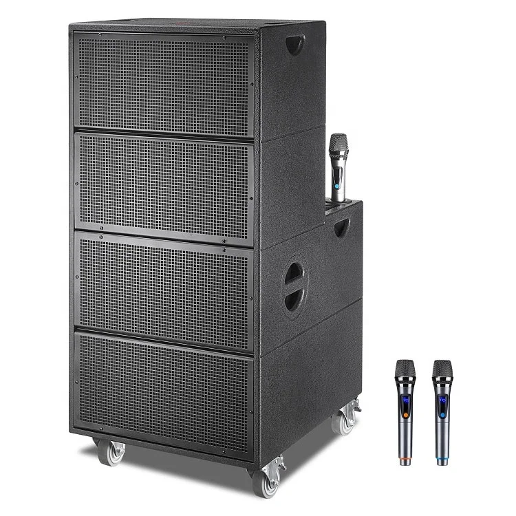 

Big DJ Bass Active Speaker Line Array System 18 Inch Rechargeable 12V/20A Battery Party Speaker Karaoke With Two Wireless MIC