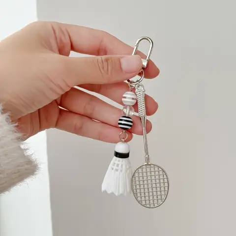 Cute badminton racket keychain creative mobile phone pendant niche bag pendant activity small gift jewelry