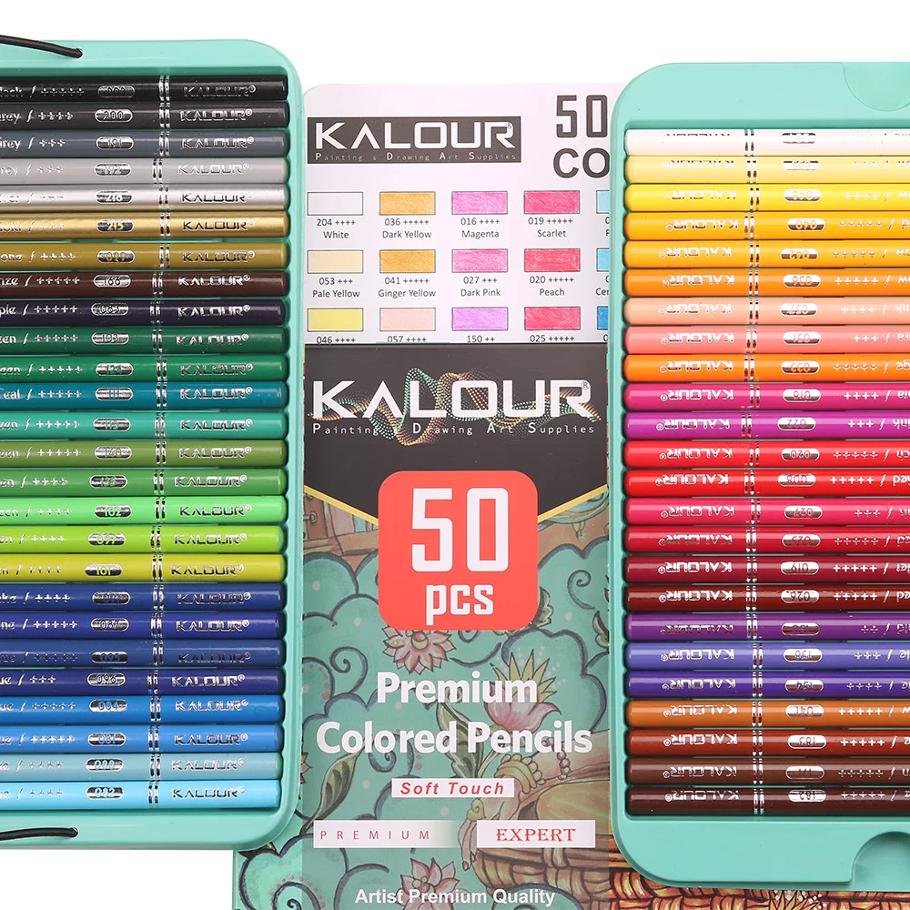 Kotak timah timbal pensil 50 warna HB, Set pensil warna seni profesional