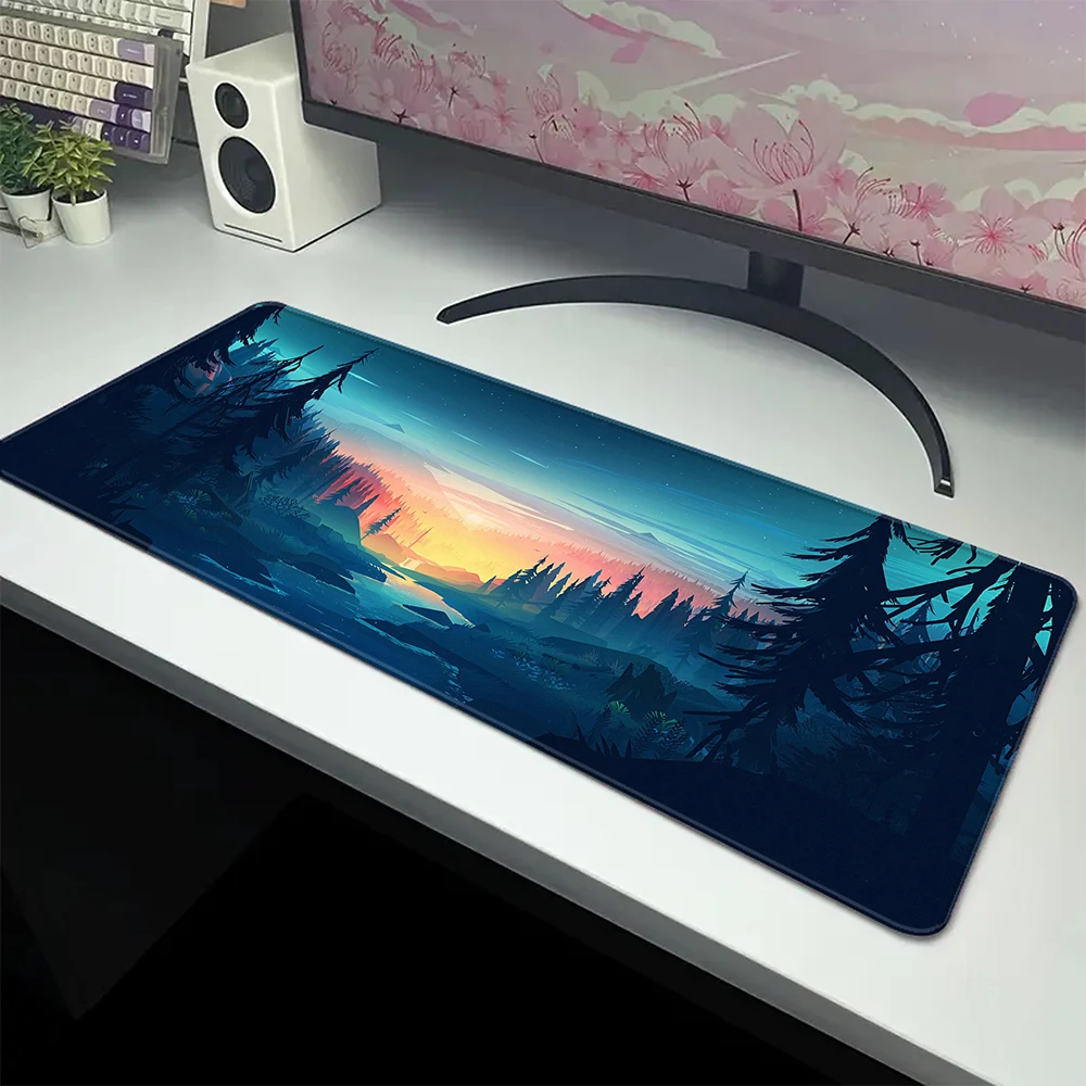 

Большой геймерский коврик для мыши Fire Watch, игровой коврик для мыши 900x400 мм, коврик для мыши Forest, игровые аксессуары, коврики для клавиатуры, настольный ковер