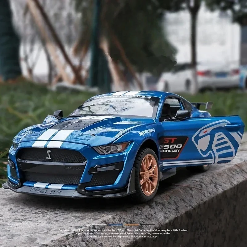 1:32 Mustang GT500 Auto sportiva Modello di auto in lega Suono e luce Tirare indietro Giocattolo per bambini da collezione Regalo di compleanno