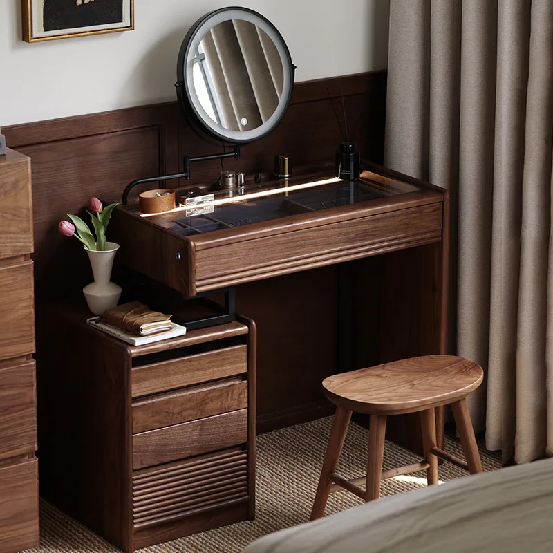 Walnut Makeup Vanities Integrated American-style Makeup Vanities Bedroom Storage Home FurnitureVanités De Maquillage ZY40SZT