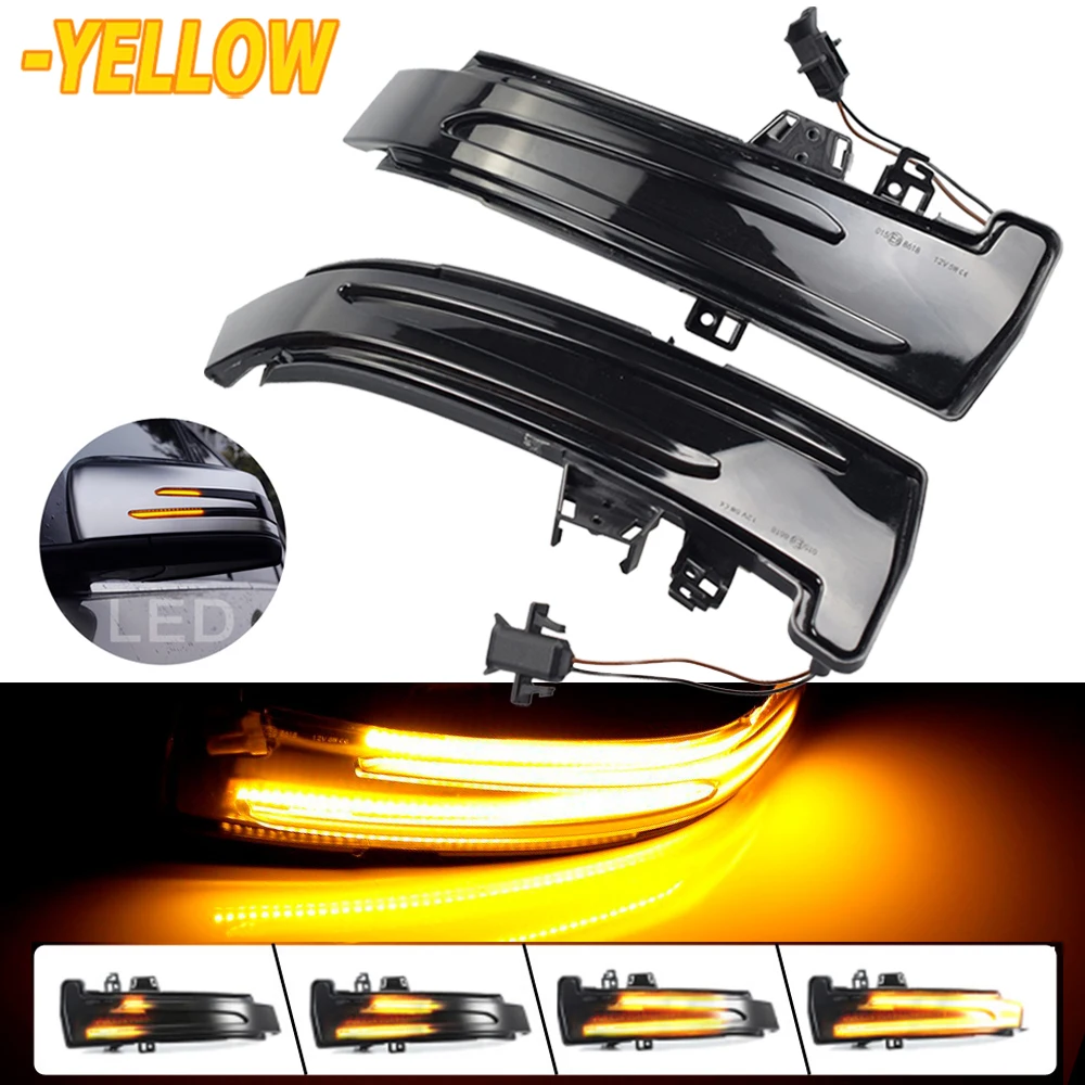 Car Blue Yellow Dynamic LED Rearview Mirror Indicator Light For Mercedes Benz W176 W246 W212 W204 CLA C117 GLA GLK W221 CLS W218