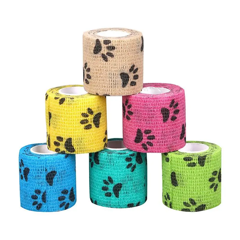 1Roll 2.5/5//7.5/10cm Pet Bandages Gauze Medical Bandage Self-adhesive Breathable Elastic Bandages for Sports Fixing Wrist Leg