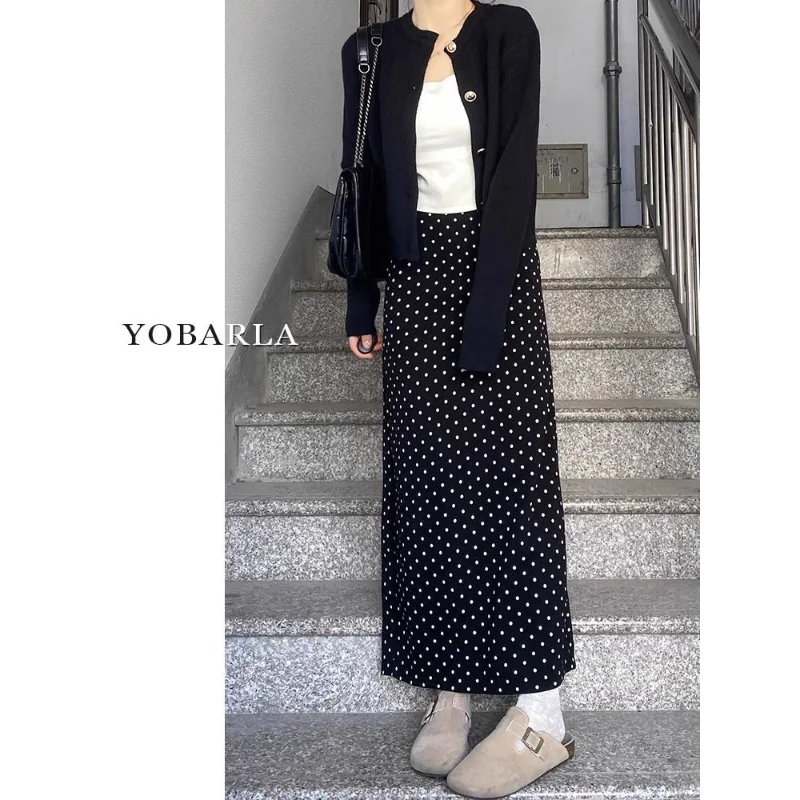 

Осенне-зимняя женская новая повседневная модная повседневная юбка трапециевидной формы в горошек с высокой талией на Baidu