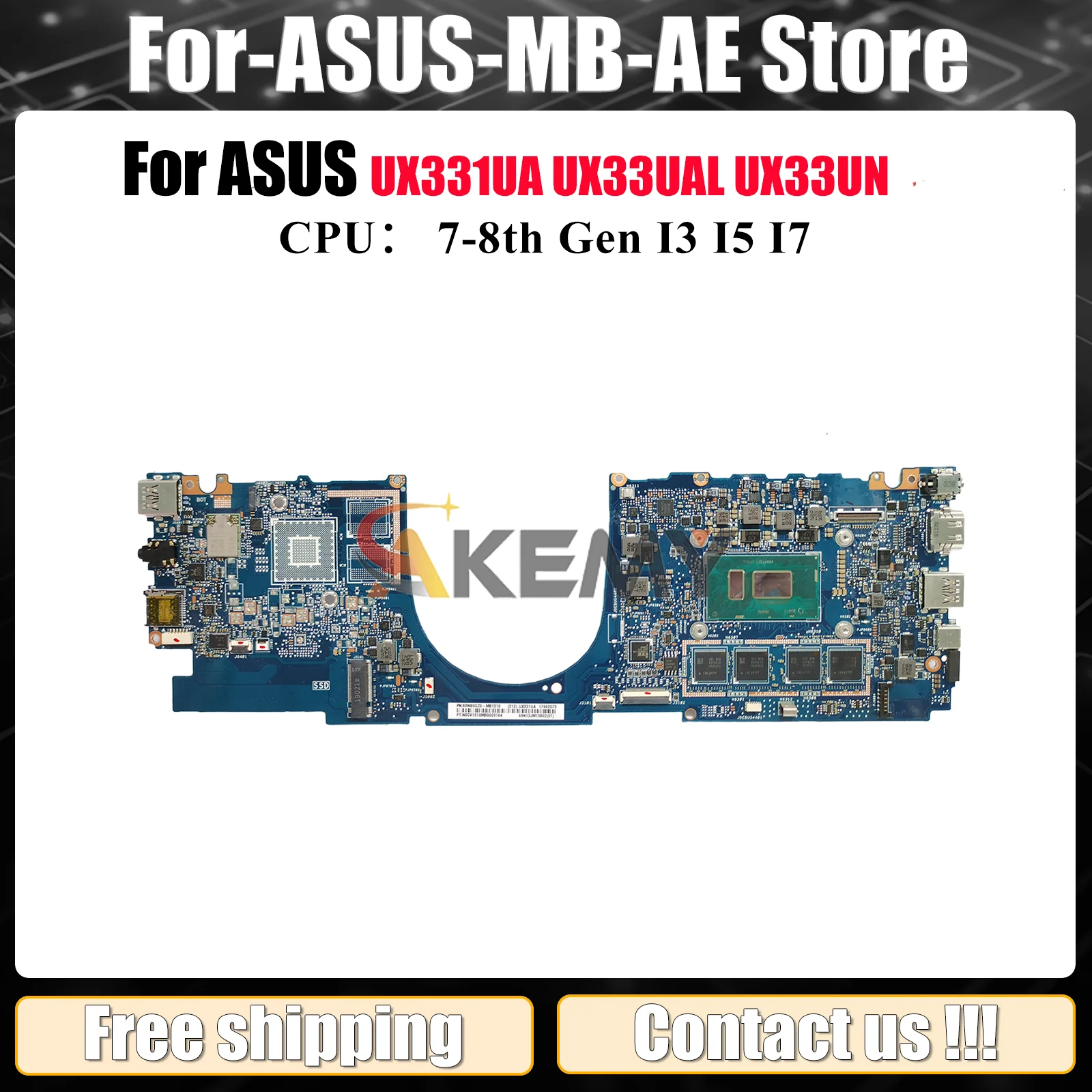 

UX331UA Laptop Motherboard For ASUS ZenBook UX33UA UX33UN BX331U U3300U UX331 UX33UAL Mainboard With I3 I5 I7 CPU 100% tests OK