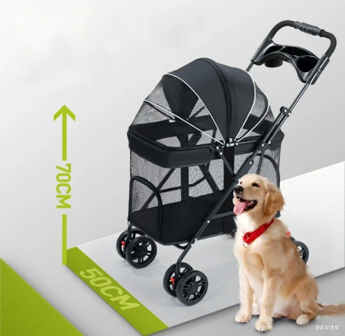 

New Fashion Portable 4-Wheel Foldable Metal Dog & Cat Pet Travel Carrier Shopping Trolley Bag