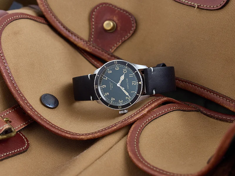 Baltany S2076 Herren-Automatikuhr, Khaki, Pilotenuhr, NH38, 38 mm, Retro-Militär-Luftfahrt-Fluguhr, leuchtende Keramiklünette, Alltagskleidung – Detail 6