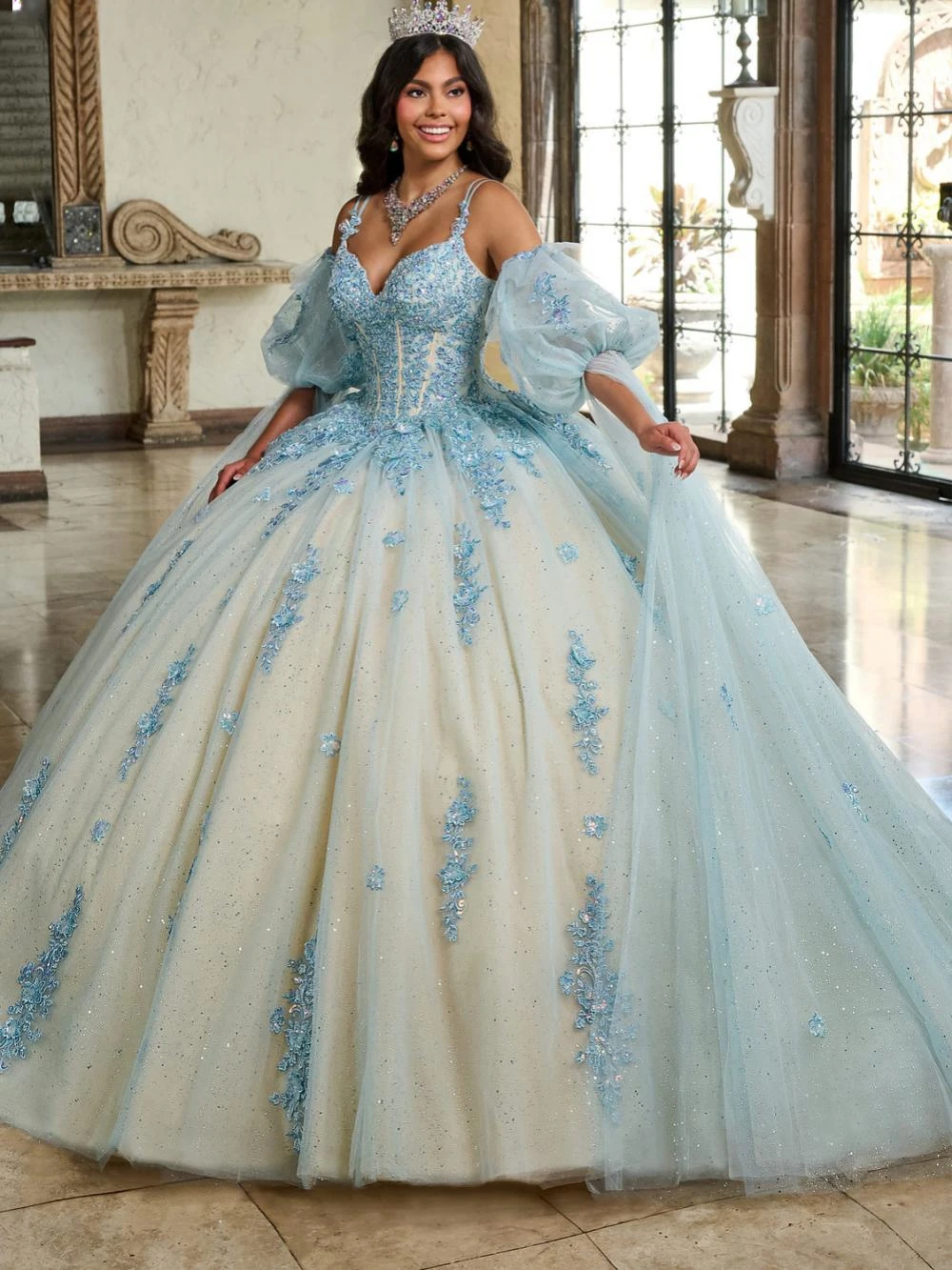 Robes de RhQuinceanrra avec manches amovibles, col en V, appliques de paillettes kly, robe de princesse de luxe, robe longue et douce, robe éducative, 16