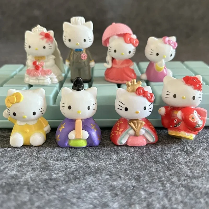 8pcs/set Sanrio Hello Kitty Cat Wedding Series Action Figure Figurine Cartoon Collection PVC Desktop Model Toy Christmas Gift