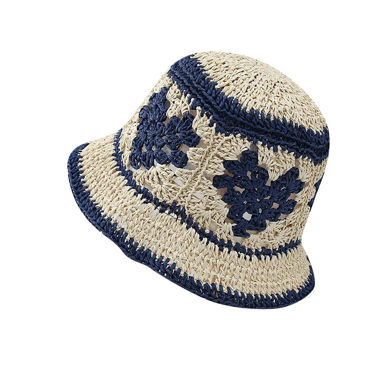 Summer Straw Sun Hats for Women Showing Face Small Bucket Hat Large Brim Sunshade and Sunscreen Seaside Beach Cap