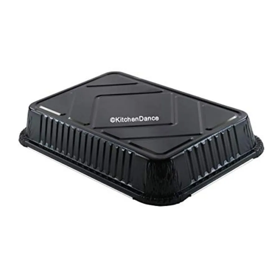 Sartén oblonga de aluminio de colores desechable con tapa Bandeja para hornear de papel de aluminio de 4 libras perfecta para restaurantes domésticos Ideal para hornear