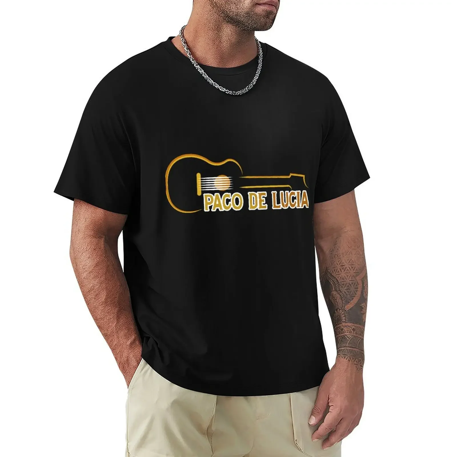 Camiseta artística española Maestro Del Paco De Lucia Flamenco, camisetas altas negras para hombre, ropa de calle de gran tamaño con gráfico 2024