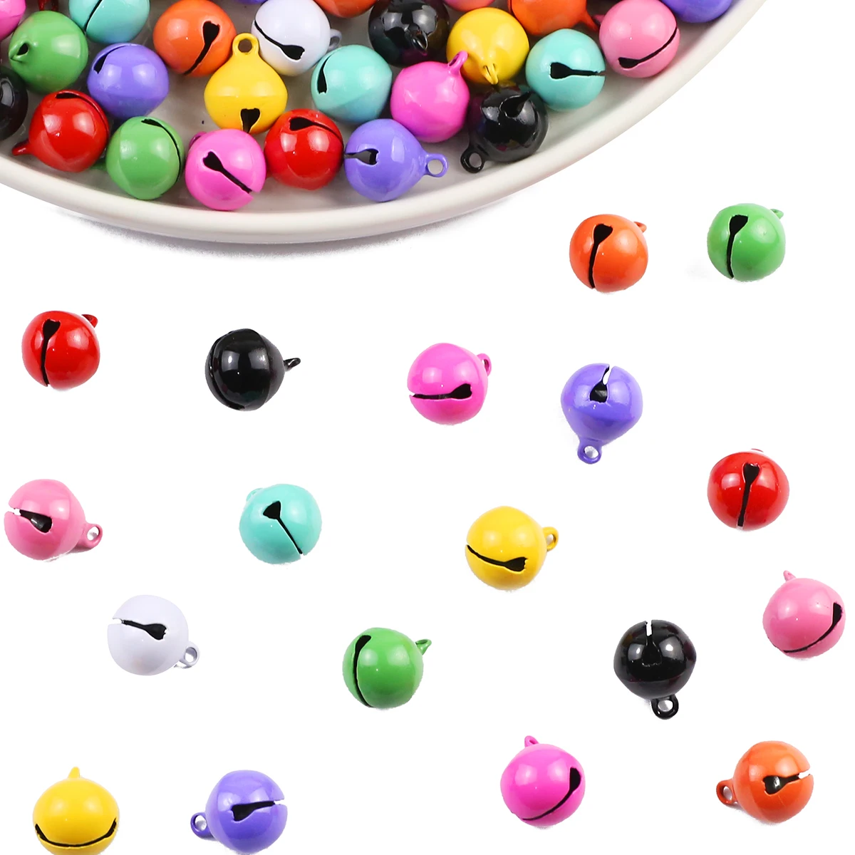 14MM 5~20Pcs Colourful Lacquer Christmas Bells Pendant Keychain Tag Connector Suitable For Jewelry Bracelet Accessories DIY