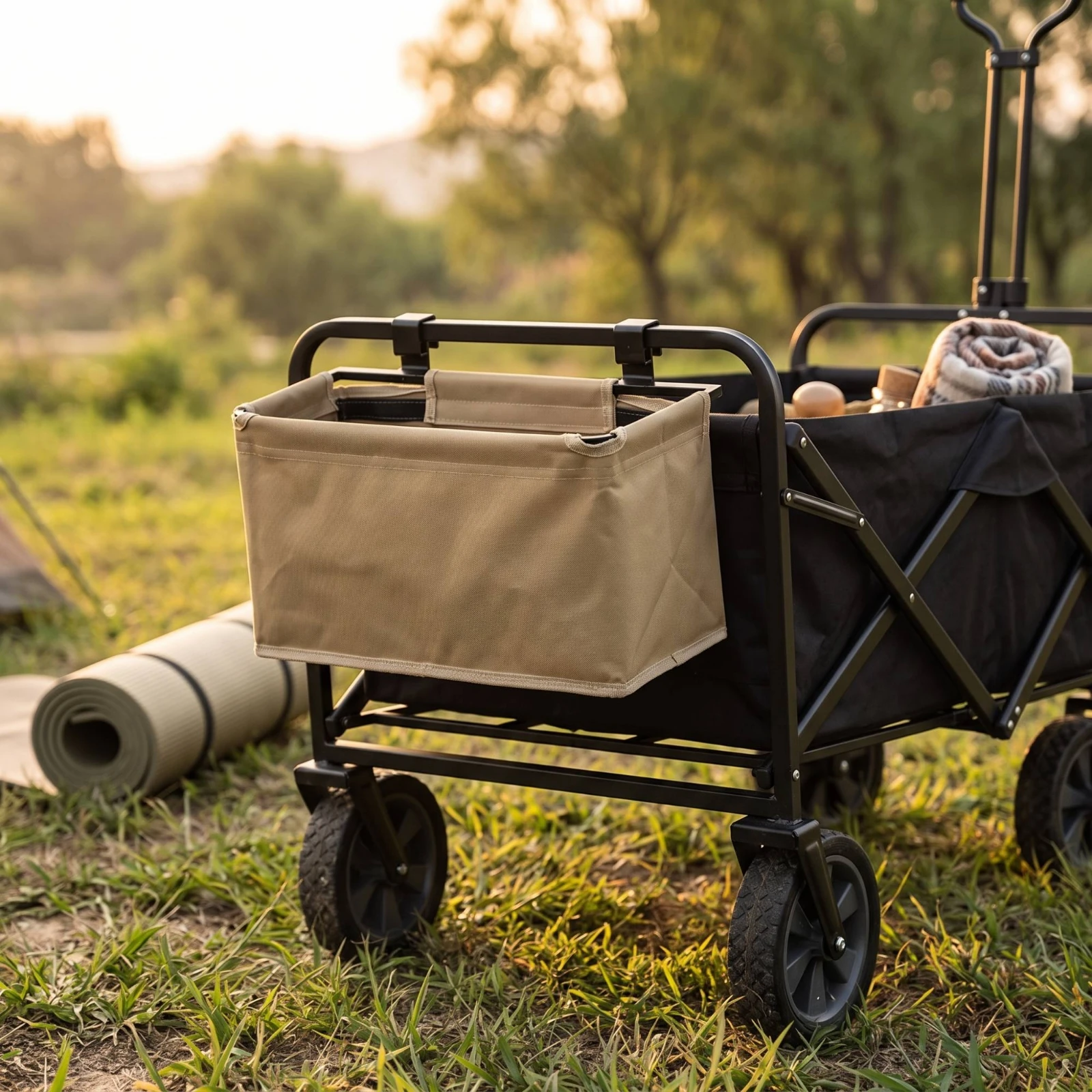 Camping Cart Tail Basket Detachable Camp Wagon Storage Basket Wagon Cart Tail Bag Waterproof Lightweight for Campers, Fishing