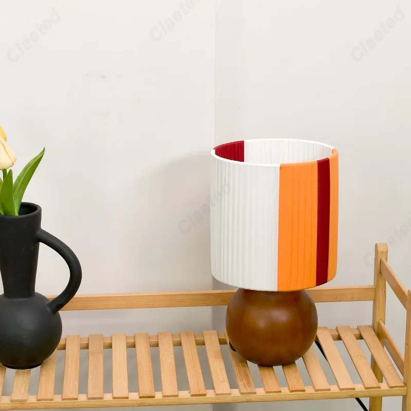 Creative Retro Simple LED Manual Cloth Solid Wood Small Desk Lamp Study Bedroom Bedside Atmosphere Lighting Lamps