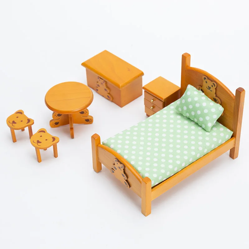 1:12 Dollhouse Miniature Food Toys Bear Furniture Set Kids Room Scene Photography Decor