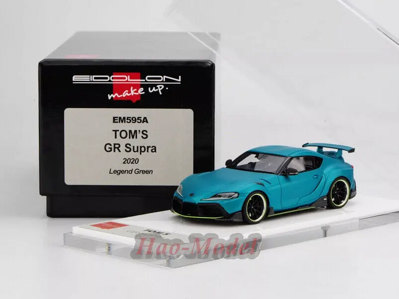 Make Up 1:43 For Toyota Tom's GR Supra 2020 Resin Car Model Metal Diecast Toy Boys Gift Hobby Display Simulation Collection Blue